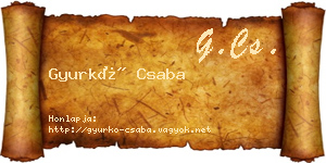 Gyurkó Csaba névjegykártya